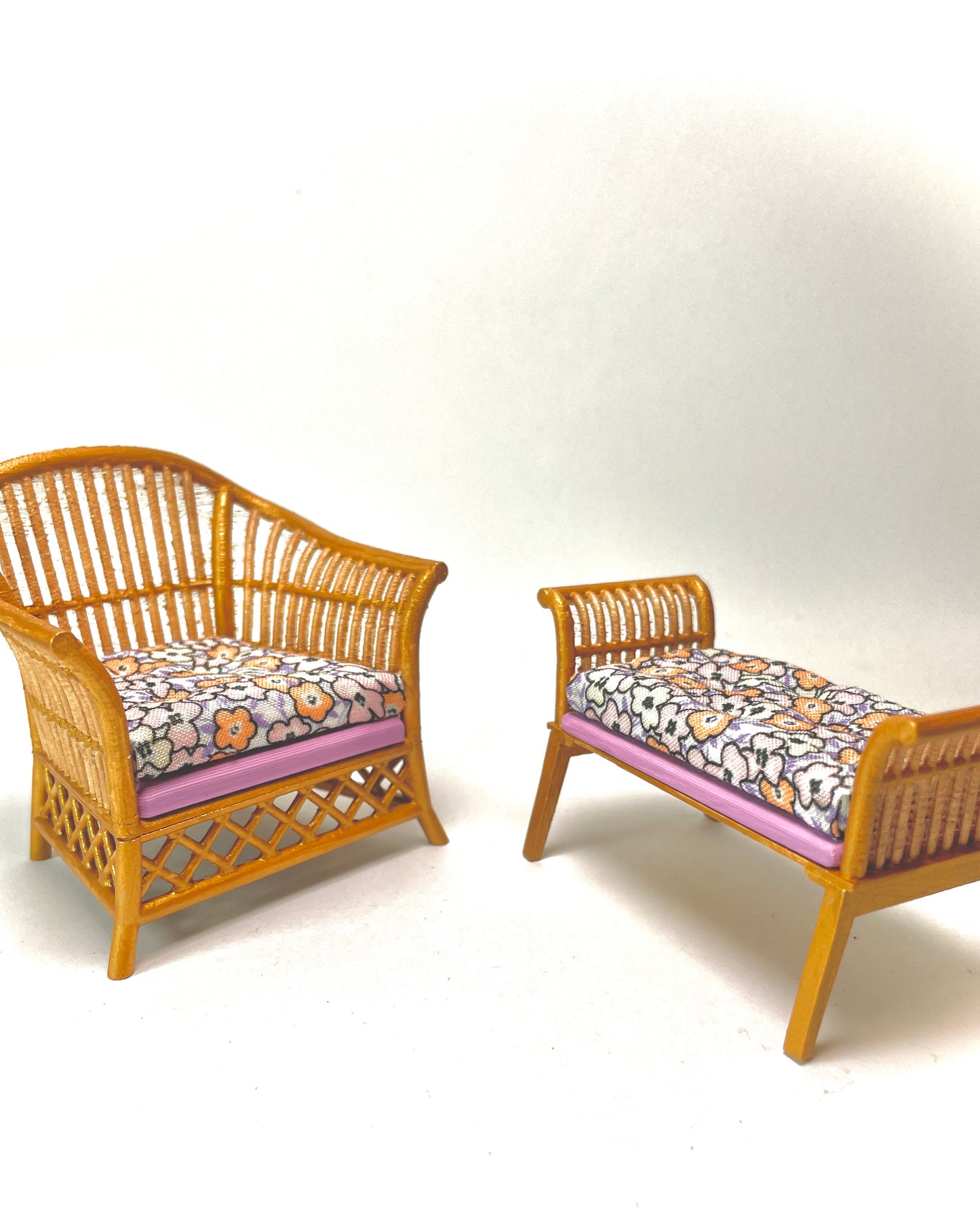 1:12 Dollhouse cane rattan spring lilac furniture