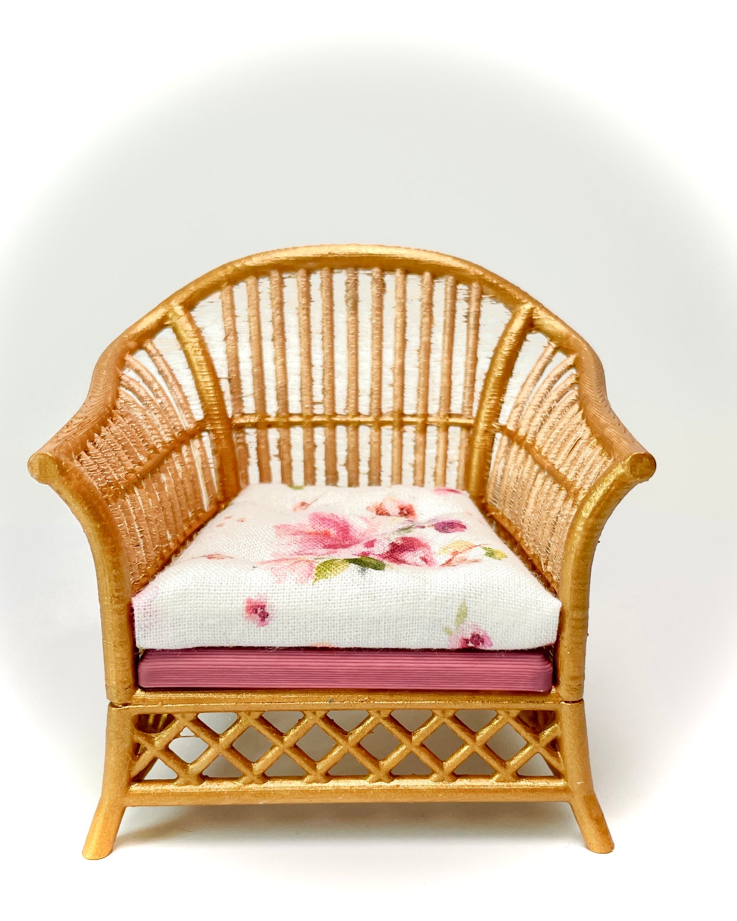 1:12 Dollhouse cane rattan spring pink furniture