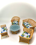 1:12 Dollhouse cane rattan blue violet furniture