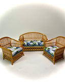 1:12 Dollhouse cane rattan blue violet furniture