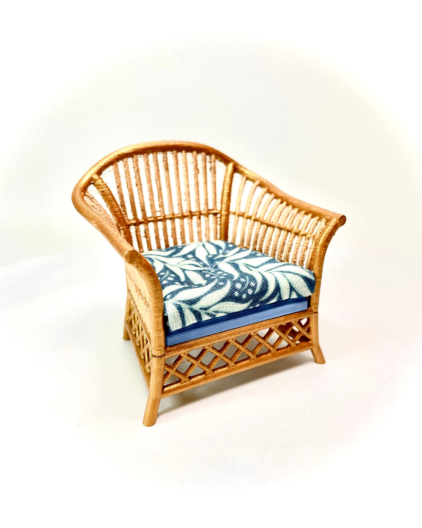 1:12 Dollhouse cane rattan tropical blue furniture
