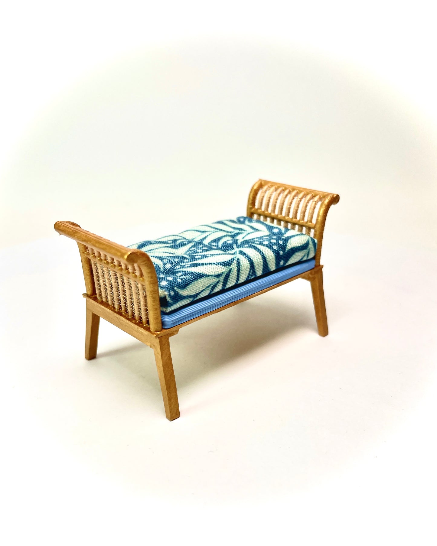 1:12 Dollhouse cane rattan tropical blue furniture