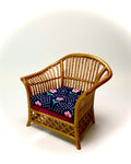 1:12 Dollhouse cane rattan pink over dark blue furniture