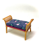 1:12 Dollhouse cane rattan pink over dark blue furniture