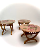 1:12 Dollhouse cane rattan side table set (3) decorated glass effect top