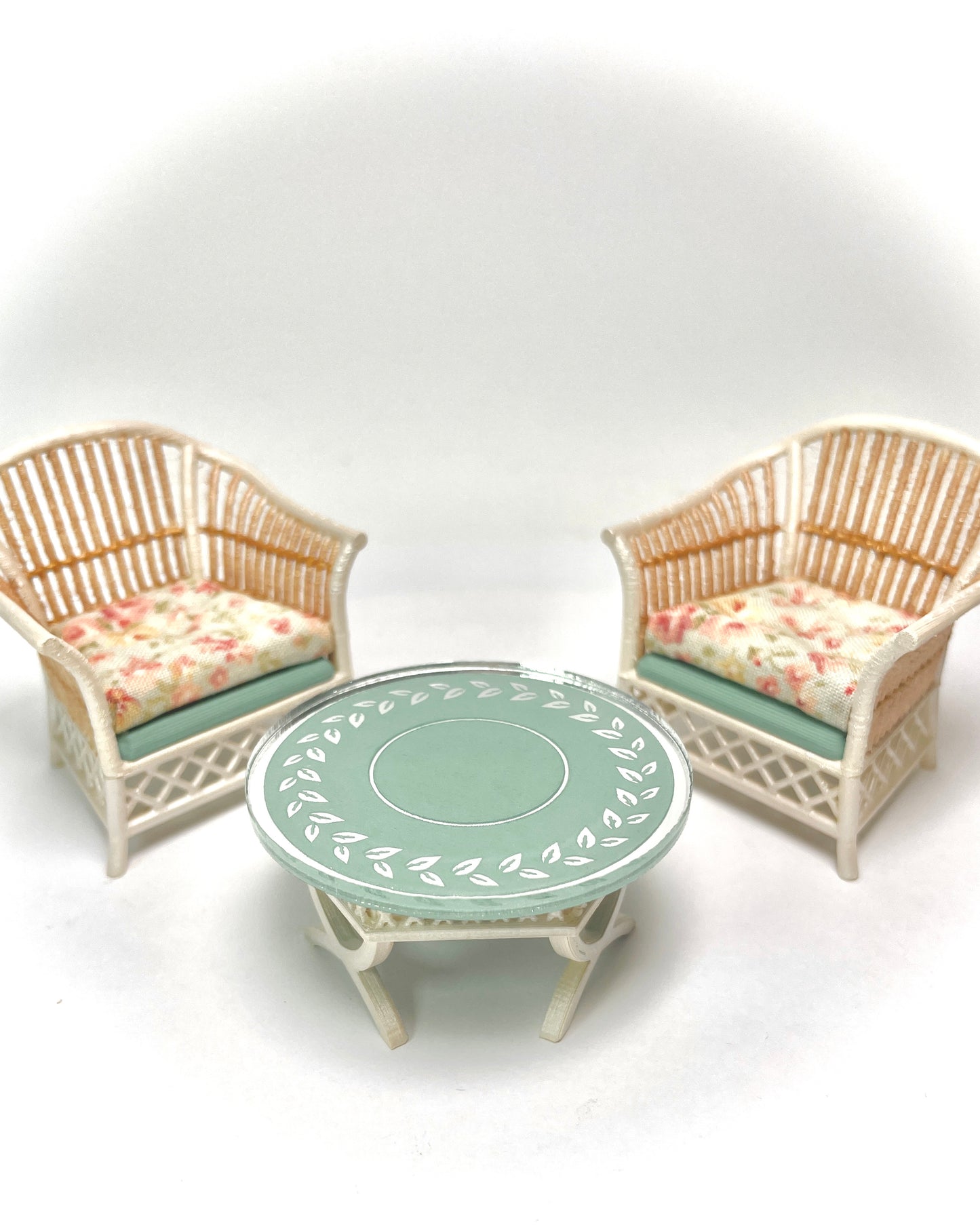 1:16 Dollhouse cane rattan pearl spring 24 furniture - Lundby