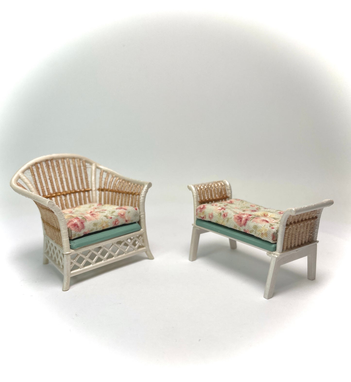 1:16 Dollhouse cane rattan pearl spring 24 furniture - Lundby