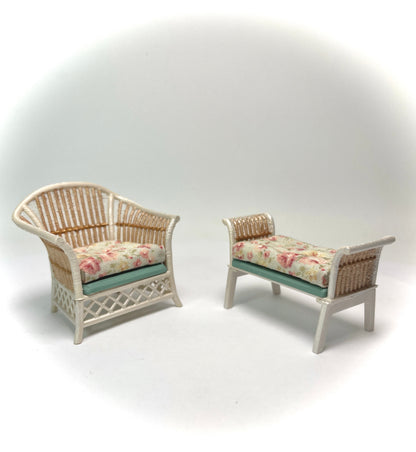 1:16 Dollhouse cane rattan pearl spring 24 furniture - Lundby