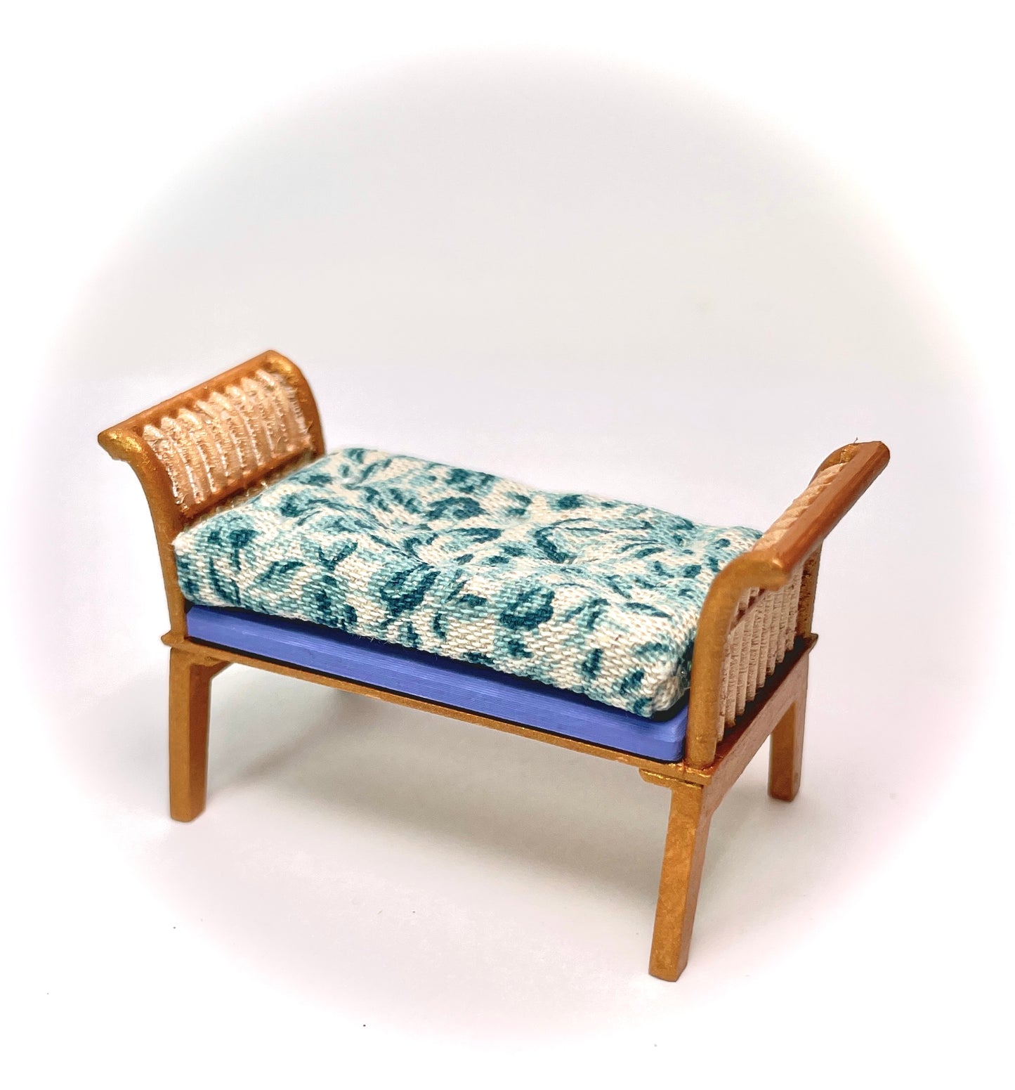 1:16 Dollhouse cane rattan petit floral blue furniture - Lundby