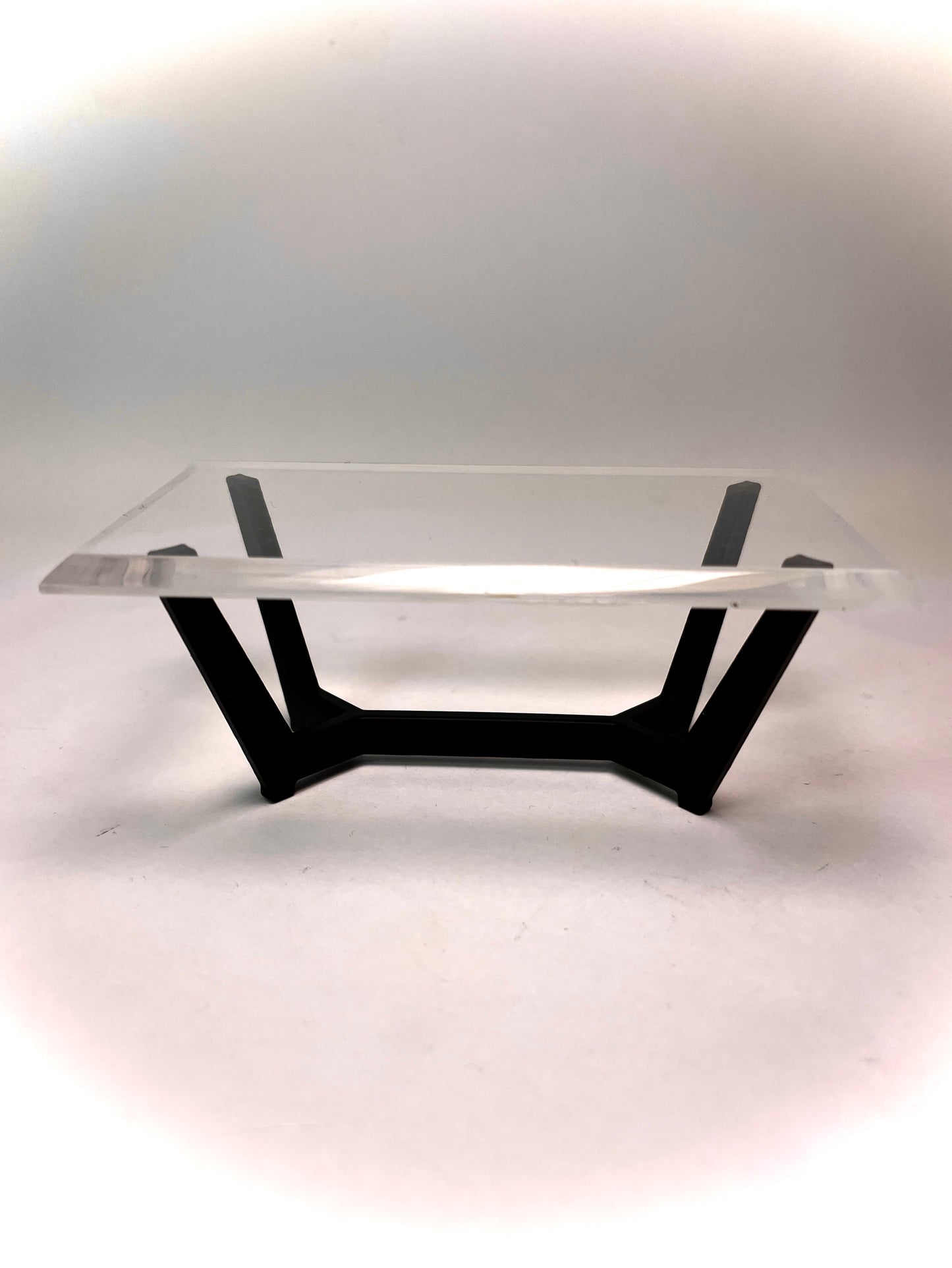 1:12 Dollhouse miniature Art Deco coffee & side tables black beveled glass effect top