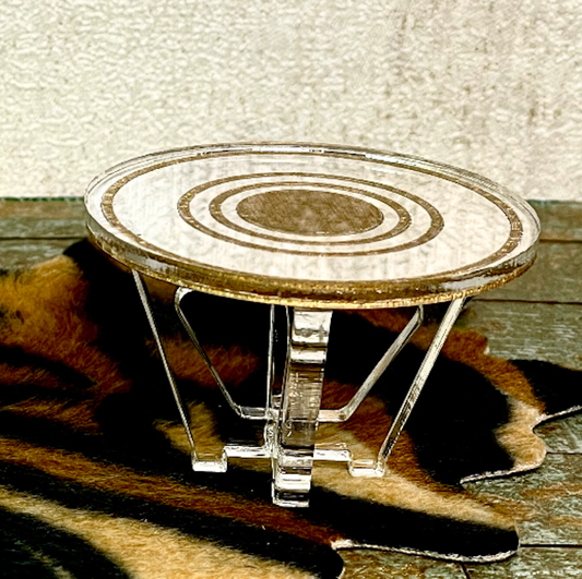 1:12 Dollhouse miniature Art Deco side table engraved gold top mirror