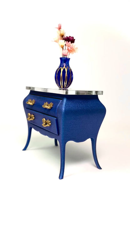 1:12 Dollhouse miniature Art Deco blue chest of drawers