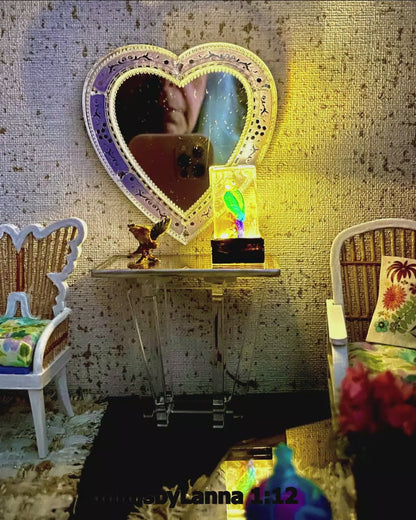1:12 Dollhouse miniature resin LED Magic light Parrot working table lamp