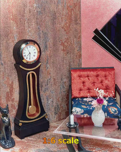 1:24 Dollhouse Swedish Mora long-case working clock various colors - Half scale