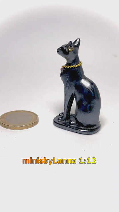 1:12 Dollhouse miniature Egyptian cat sculpture