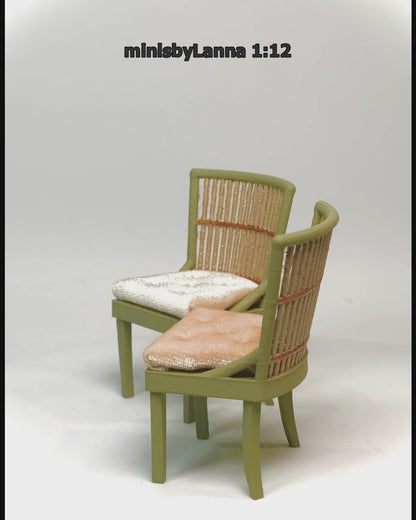 1:12 Dollhouse miniature dinning room chairs - pair