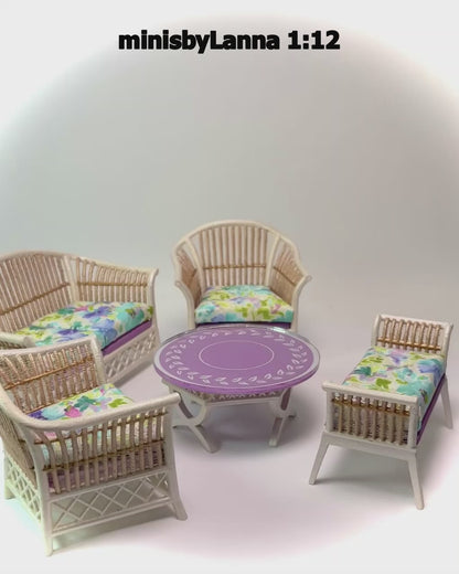 1:12 Dollhouse cane rattan pearl spring 23 furniture