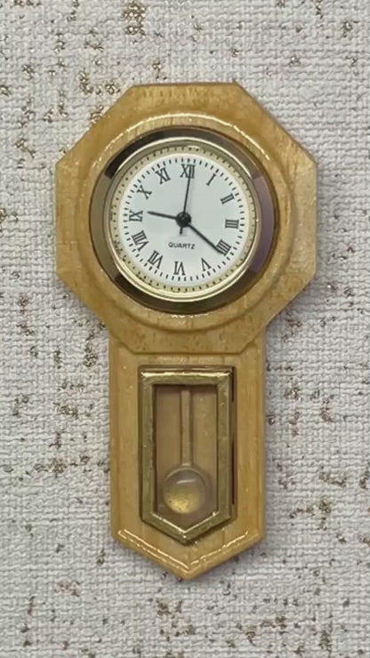 1:12 Dollhouse miniature wooden American regulator wall working clock - various colors