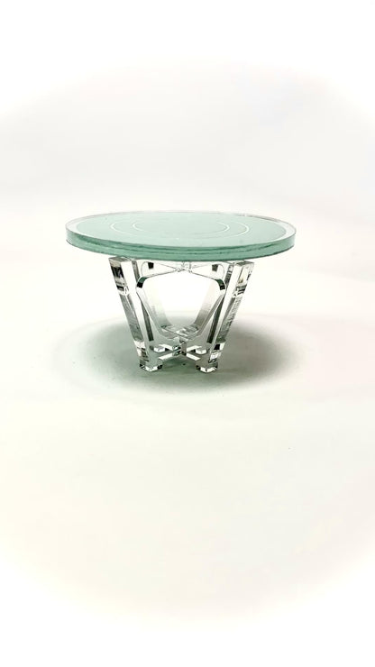 1:12 Dollhouse modern clear side table top mirrored green