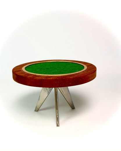 1:12 Dollhouse miniature card game table hard wood and green felt