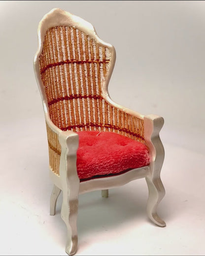 1:12 Dollhouse miniature Victorian Pearl rattan chair - various cushion colors