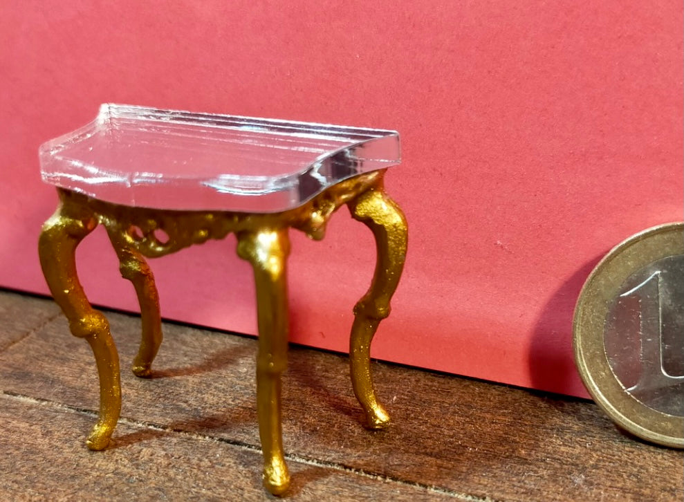 1:24 Dollhouse miniature Victorian gold console table - Half scale