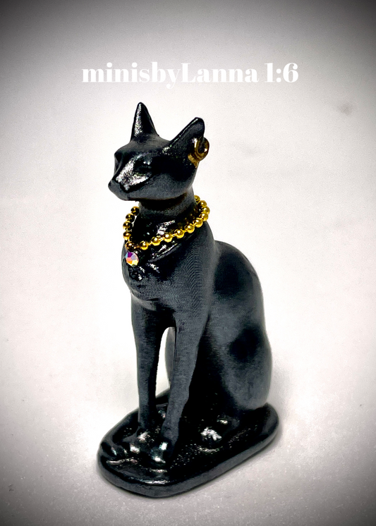 1:6 Dollhouse miniature Egyptian cat sculpture