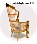 1:12 Dollhouse miniature Victorian rattan golden green chair