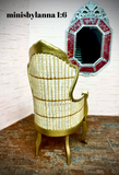 1:6 Dollhouse miniature Victorian rattan velvet cerise chair