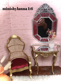 1:6 Dollhouse miniature Venetian classic large beveled red wall mirror