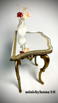 1:6 Dollhouse miniature Victorian gold console table decorated golden top mirror