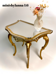 1:6 Dollhouse miniature Victorian gold console table decorated golden top mirror