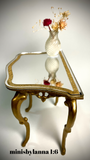 1:6 Dollhouse miniature Victorian gold console table decorated golden top mirror