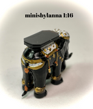1:12 Dollhouse miniature black elephant side table like porcelain glass effect top