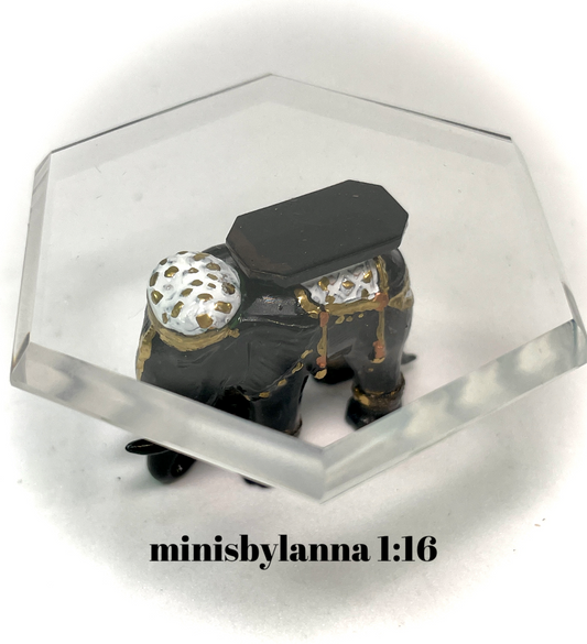 1:12 Dollhouse miniature black elephant side table like porcelain glass effect top