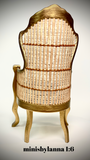 1:6 Dollhouse miniature Victorian rattan velvet black chair
