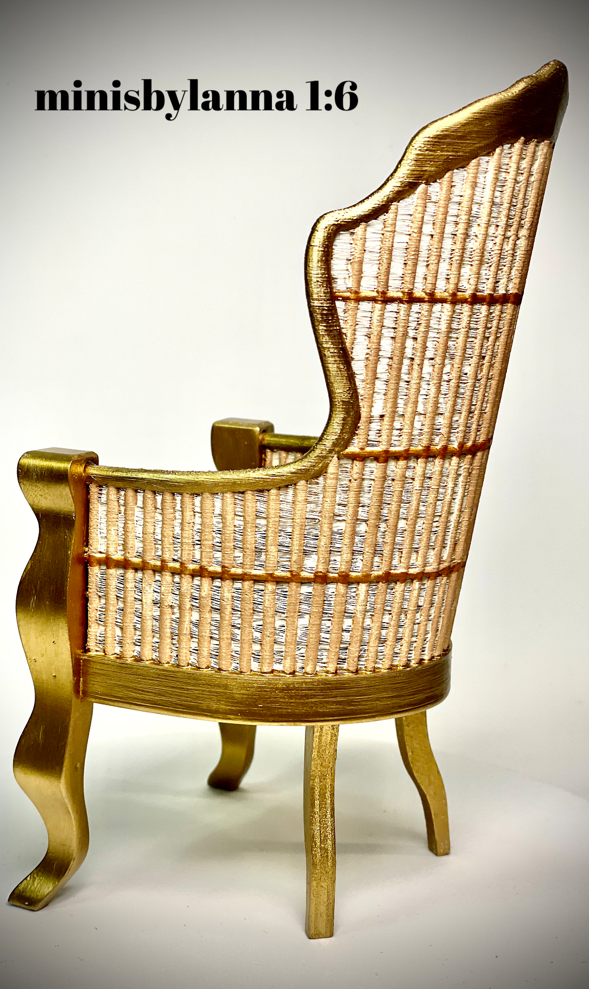 1:6 Dollhouse miniature Victorian rattan velvet black chair