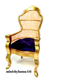 1:6 Dollhouse miniature Victorian rattan velvet aubergine chair