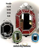1:12 Dollhouse miniature Venetian classic large beveled clear wall mirror