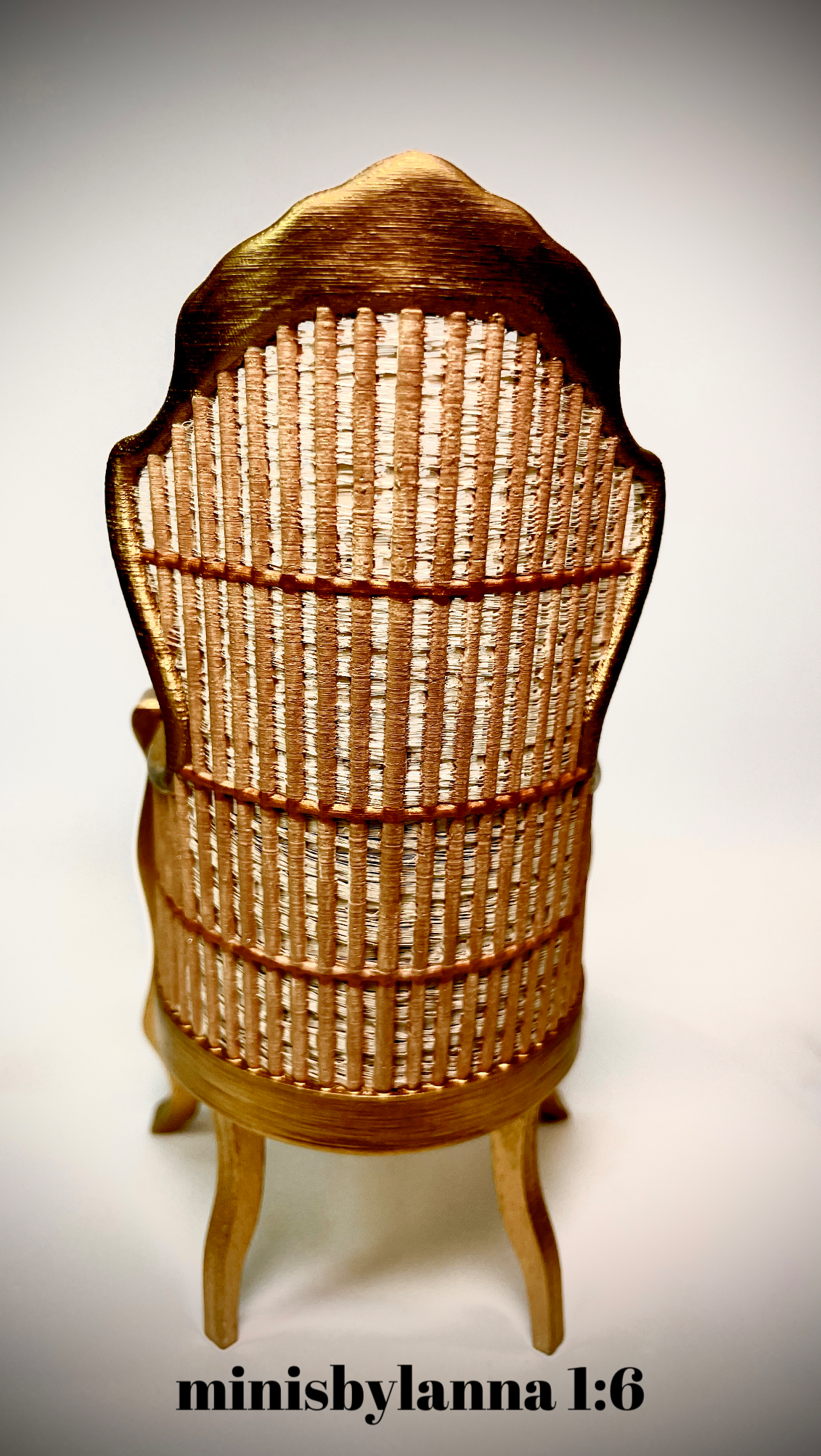 1:6 Dollhouse miniature Victorian rattan velvet Royal blue chair