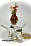 1:12 Dollhouse miniature elephant coffee table white & black like porcelain glass effect top