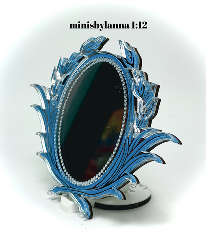 1:12 Dollhouse miniature swan engraved wall mirror various colors