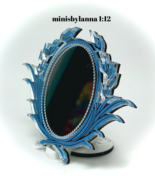 1:12 Dollhouse miniature swan engraved wall mirror various colors