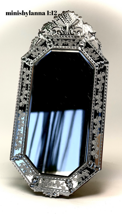1:12 Dollhouse miniature Venetian classic long beveled clear wall mirror