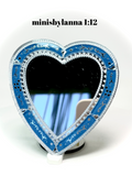 1:12 Dollhouse miniature Venetian classic heart blue wall mirror