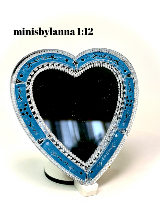 1:12 Dollhouse miniature mirror Venetian classic heart wall various colours