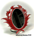 1:12 Dollhouse miniature swan engraved red wall mirror