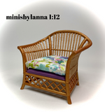 1:12 Dollhouse miniature cane rattan armchair spring 23