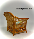 1:12 Dollhouse miniature cane rattan armchair spring 23