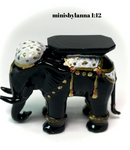 1:12 Dollhouse miniature elephant coffee table black & white like porcelain glass effect top